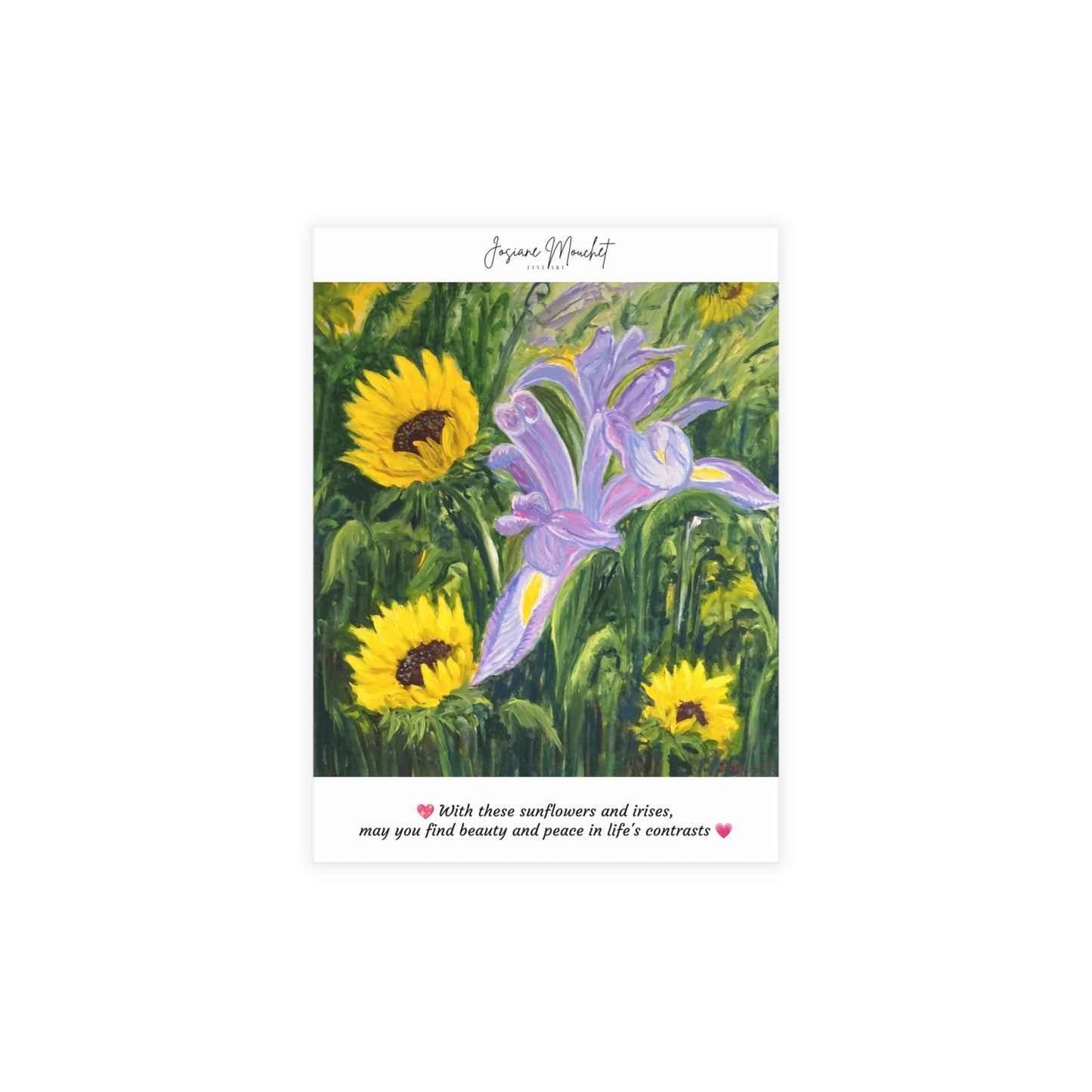 FINE ART POSTCARDS - IRIS AND SUNFLOWERS