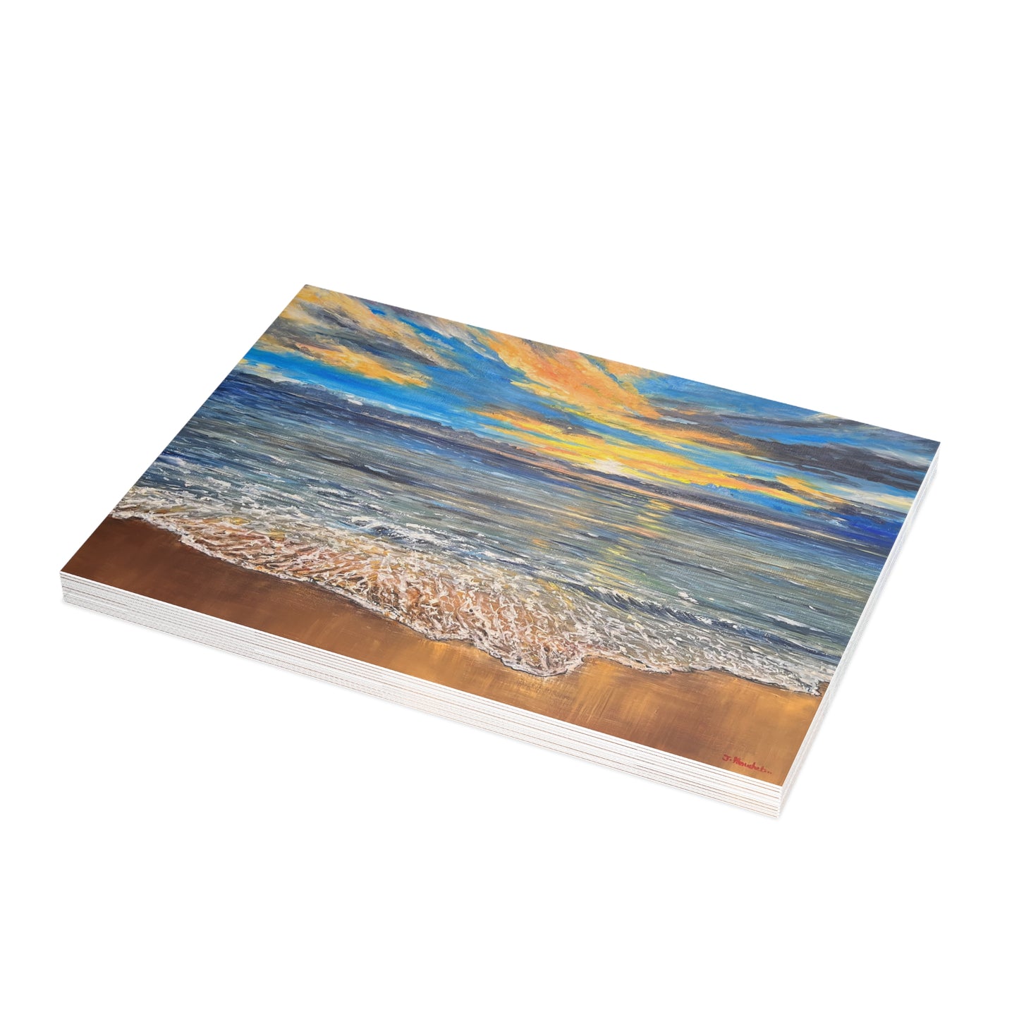 FINE ART POSTCARDS - GOLDEN HORIZON: EMBRACING HAWAII'S BREATHTAKING SUNRISE
