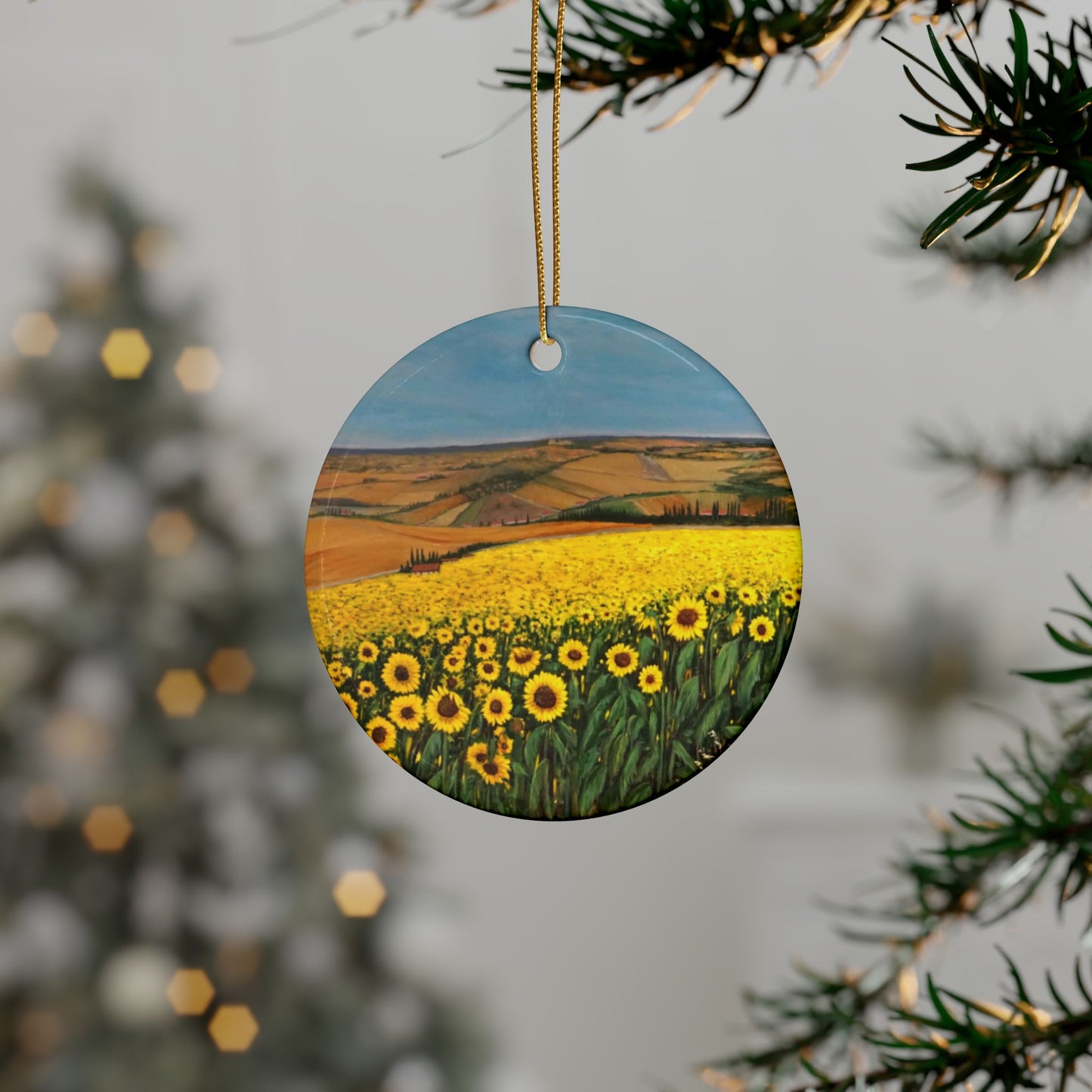 CERAMIC ORNAMENTS - SUNFLOWER FIELD OF TUSCANY