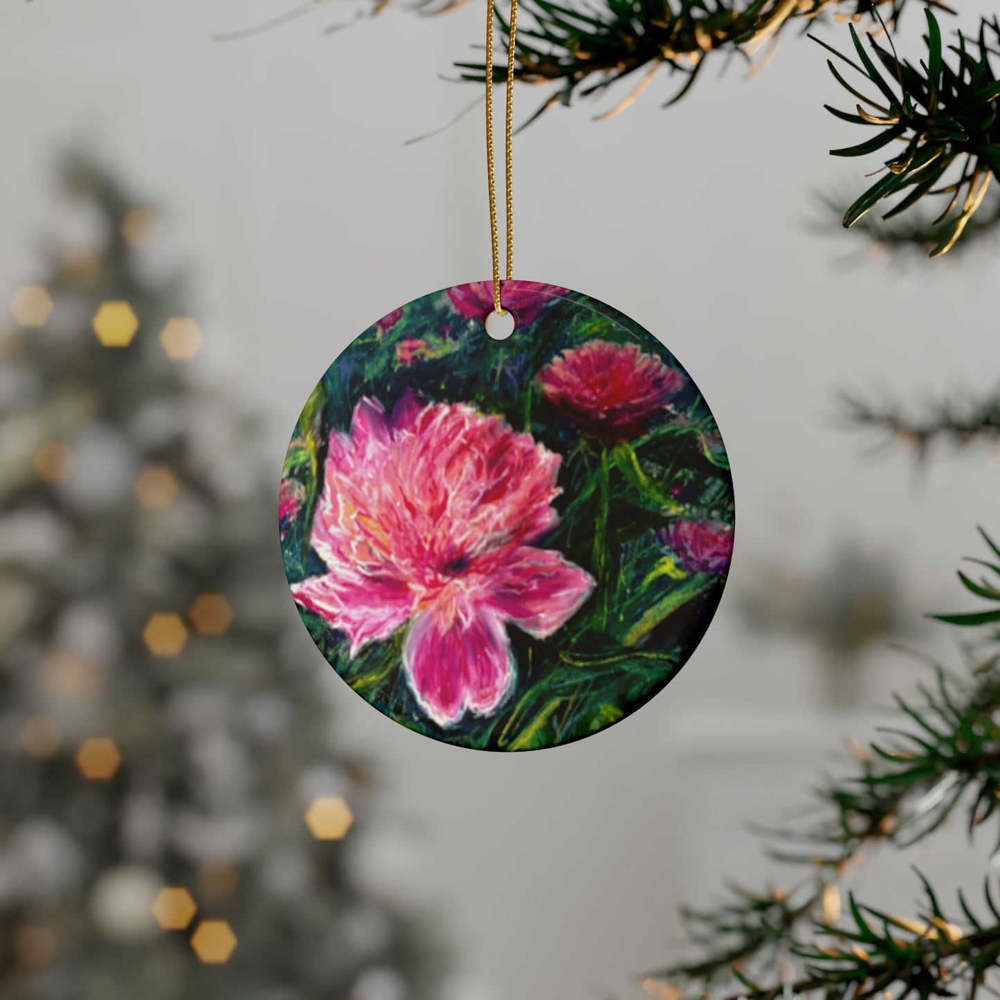CERAMIC ORNAMENTS - PINK BLOSSOMS: DELICATE PETALS
