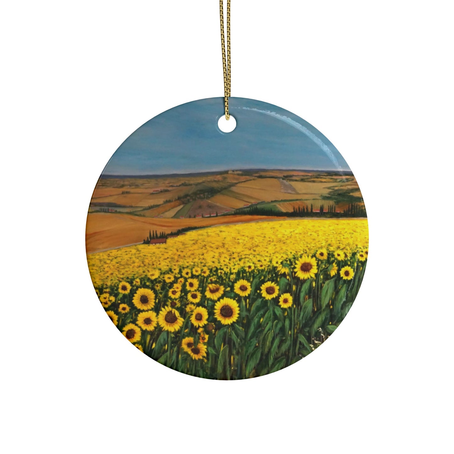 CERAMIC ORNAMENTS - SUNFLOWER FIELD OF TUSCANY
