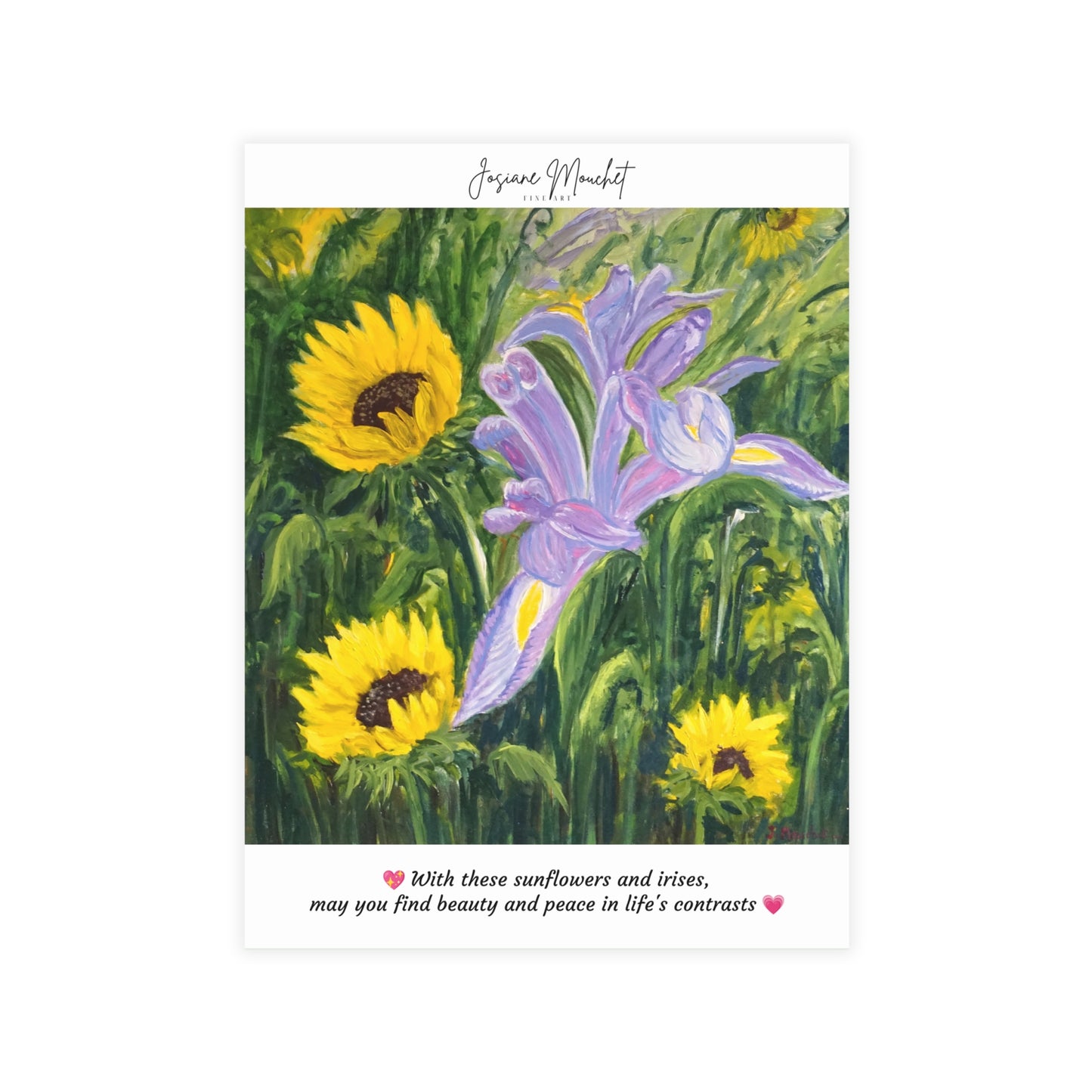 FINE ART POSTCARDS - IRIS AND SUNFLOWERS