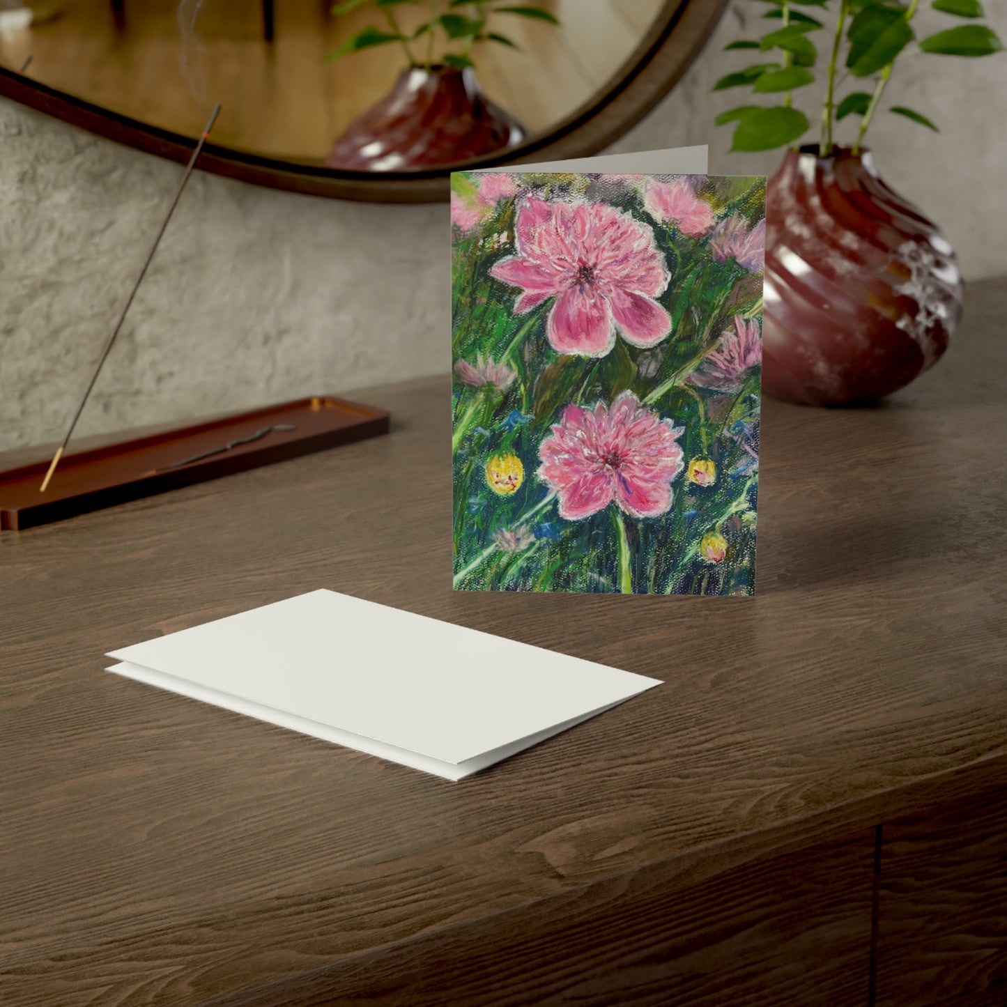 GREETING CARDS (1, 10, 30, and 50pcs) - PINK BLOSSOMS: VIBRANT BLOOM