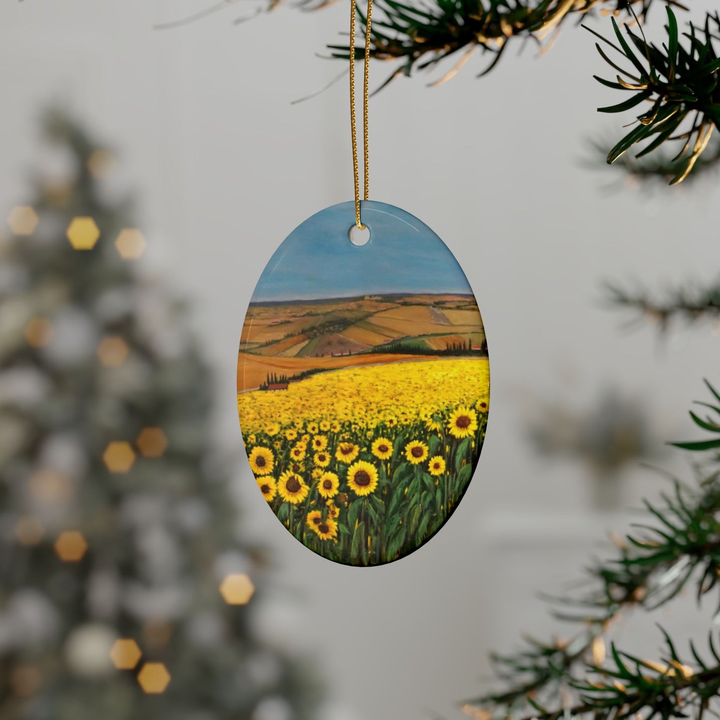 CERAMIC ORNAMENTS - SUNFLOWER FIELD OF TUSCANY