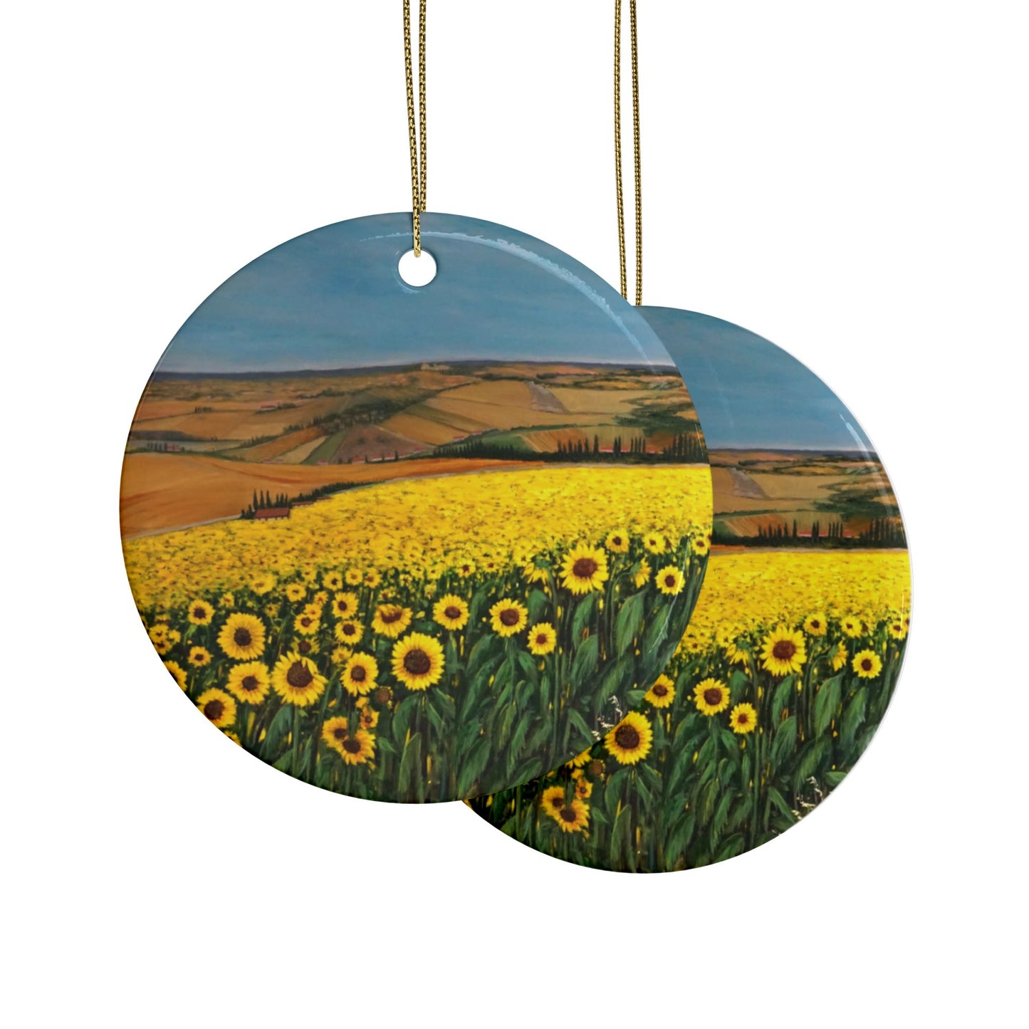 CERAMIC ORNAMENTS - SUNFLOWER FIELD OF TUSCANY