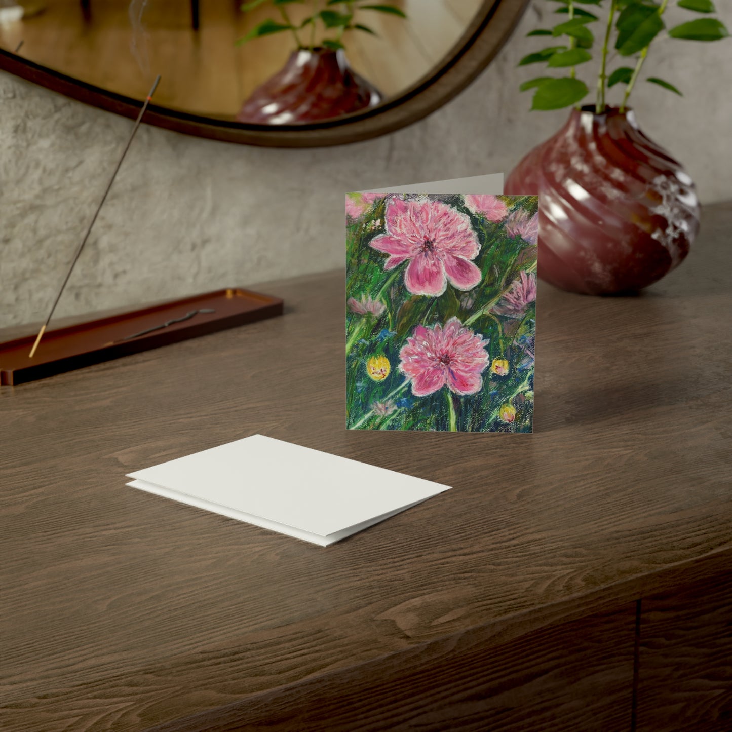 GREETING CARDS (1, 10, 30, and 50pcs) - PINK BLOSSOMS: VIBRANT BLOOM