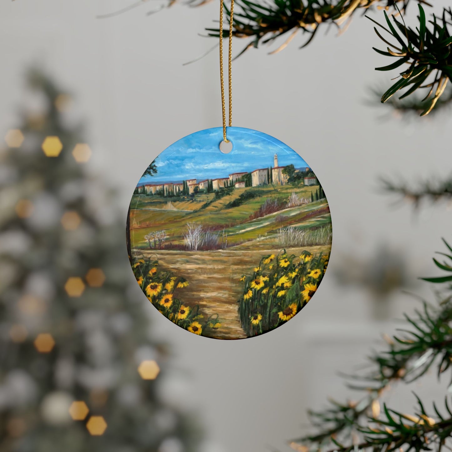 CERAMIC ORNAMENTS - THE PATH THROUGH THE SUNFLOWER FIELD