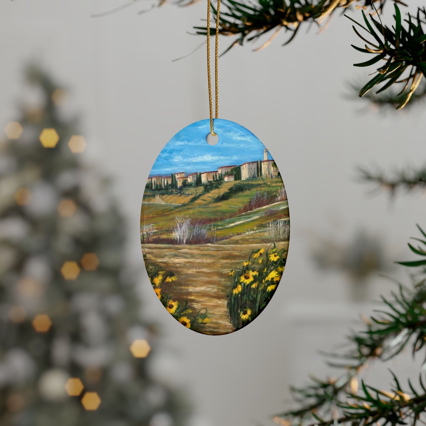 CERAMIC ORNAMENTS - THE PATH THROUGH THE SUNFLOWER FIELD