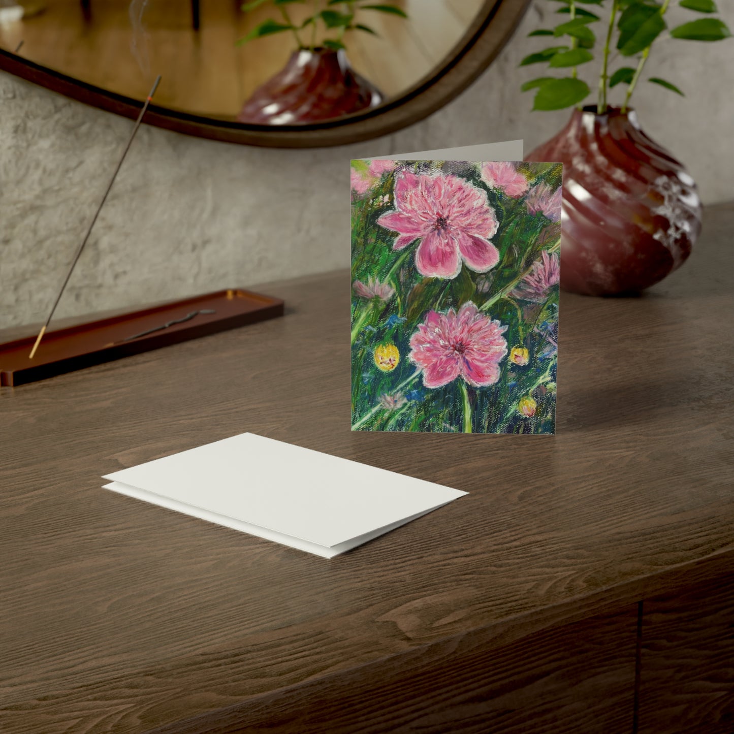 GREETING CARDS (1, 10, 30, and 50pcs) - PINK BLOSSOMS: VIBRANT BLOOM