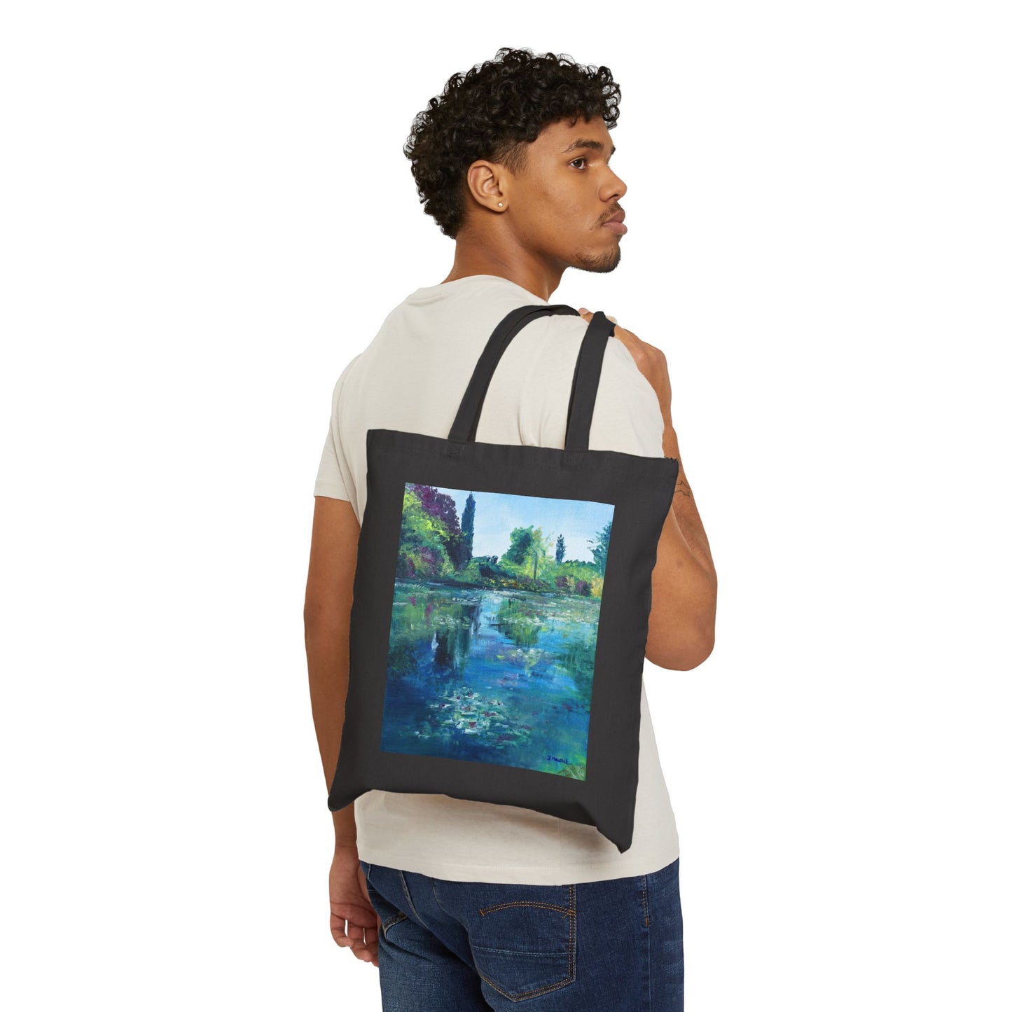 COTTON CANVAS TOTE BAG - WATER LILIES