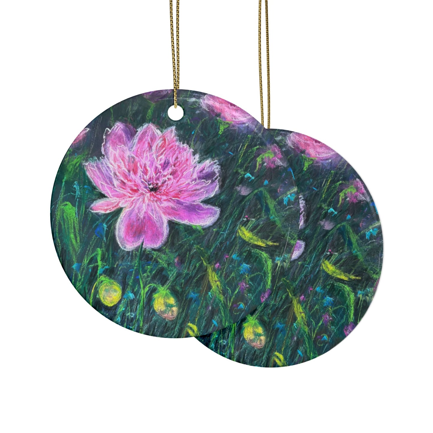 CERAMIC ORNAMENTS - PINK BLOSSOMS: SERENE ELEGANCE