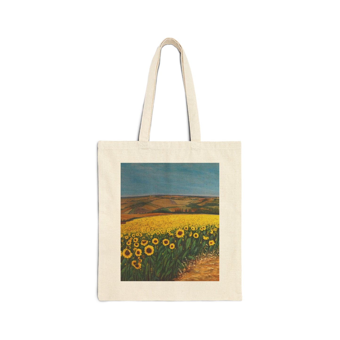 COTTON CANVAS TOTE BAG - THE SUNFLOWER FIELD OF TUSCANY