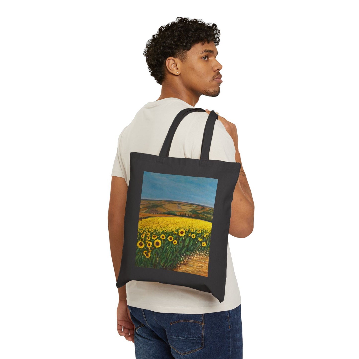 COTTON CANVAS TOTE BAG - THE SUNFLOWER FIELD OF TUSCANY