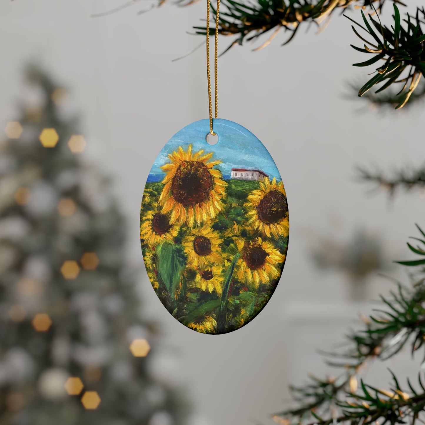 CERAMIC ORNAMENTS -HAPPINESS: A SUNFLOWER HAVEN