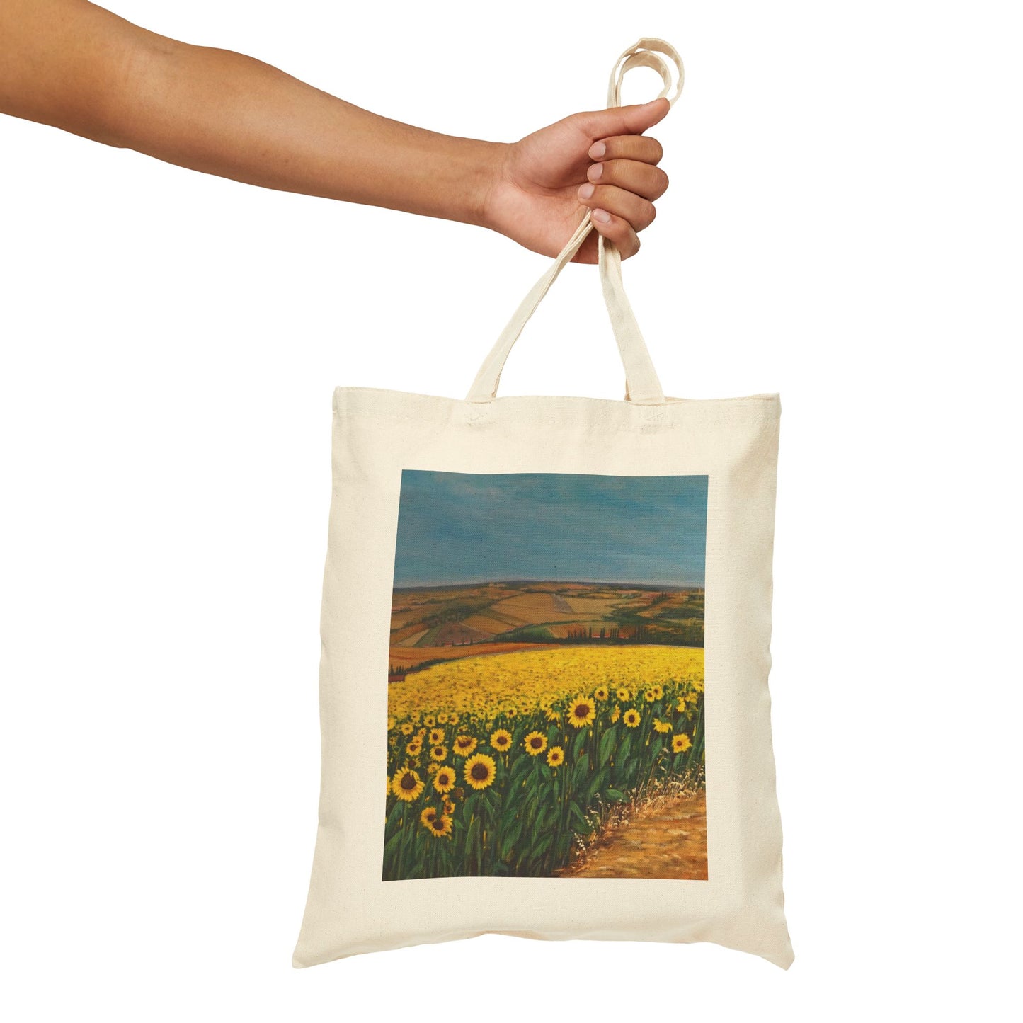 COTTON CANVAS TOTE BAG - THE SUNFLOWER FIELD OF TUSCANY