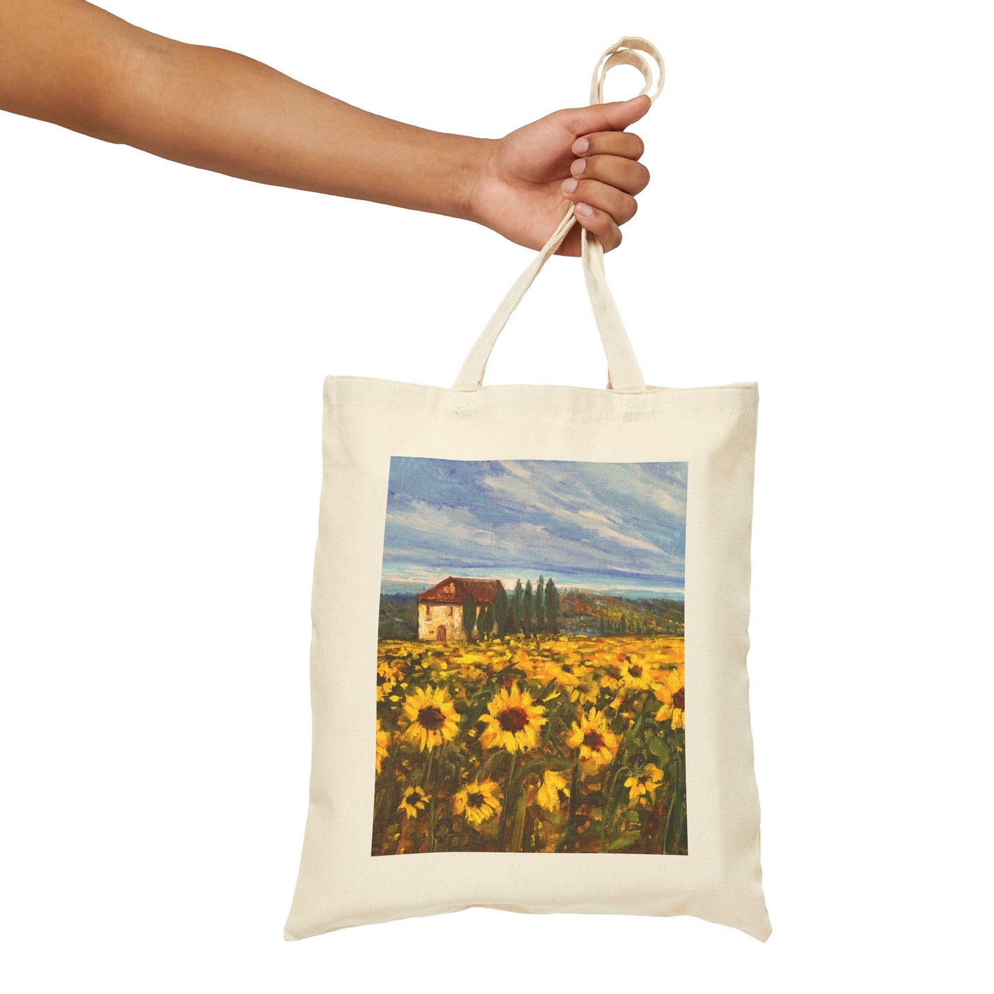 COTTON CANVAS TOTE BAG - TRANQUILITY SUNFLOWER FIELD