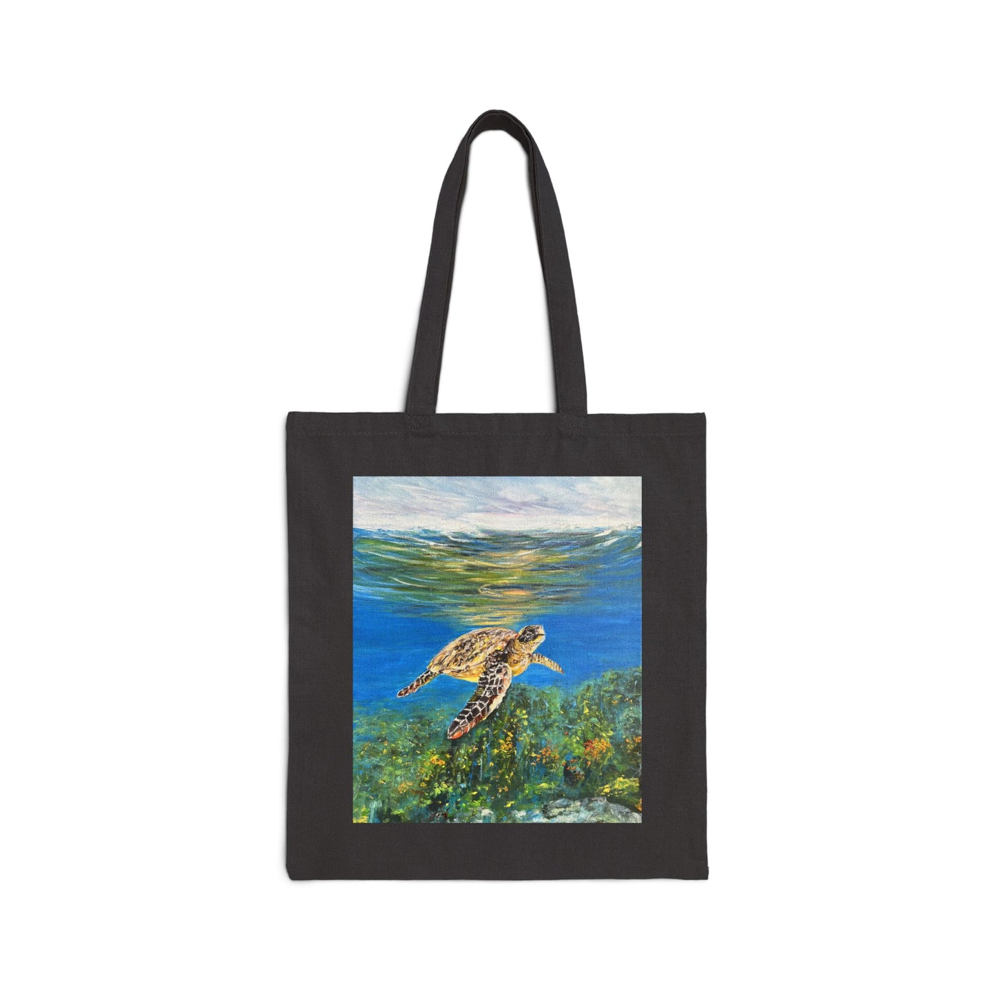 COTTON CANVAS TOTE BAG - MESMERIZING SEA TURTLE