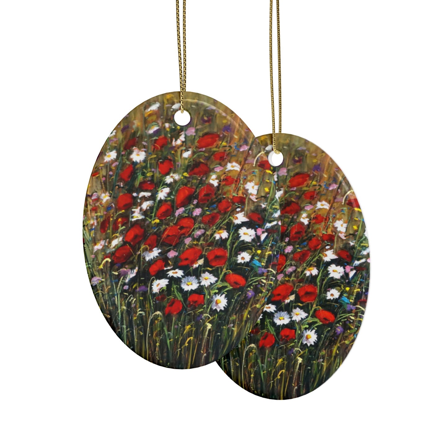 CERAMIC ORNAMENTS - WILD POPPIES AND DAISIES