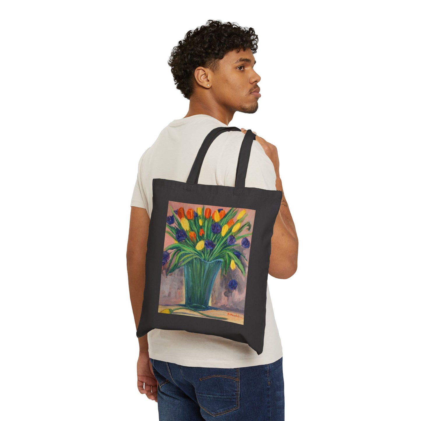 COTTON CANVAS TOTE BAG - BIRTHDAY TULIPS