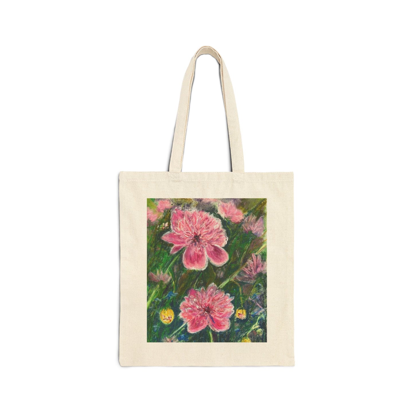 COTTON CANVAS TOTE BAG - PINK BLOSSOMS: VIBRANT BLOOM