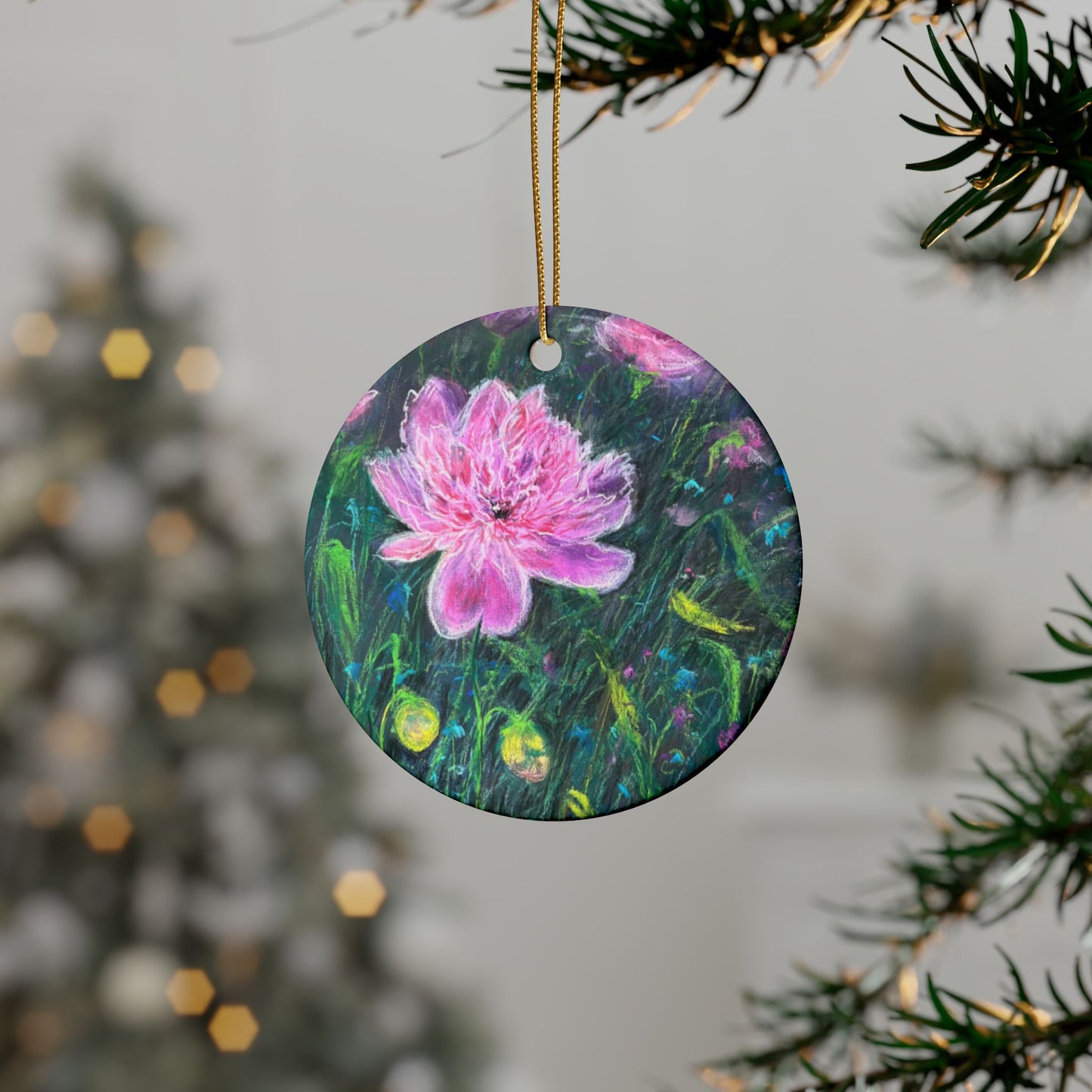 CERAMIC ORNAMENTS - PINK BLOSSOMS: SERENE ELEGANCE