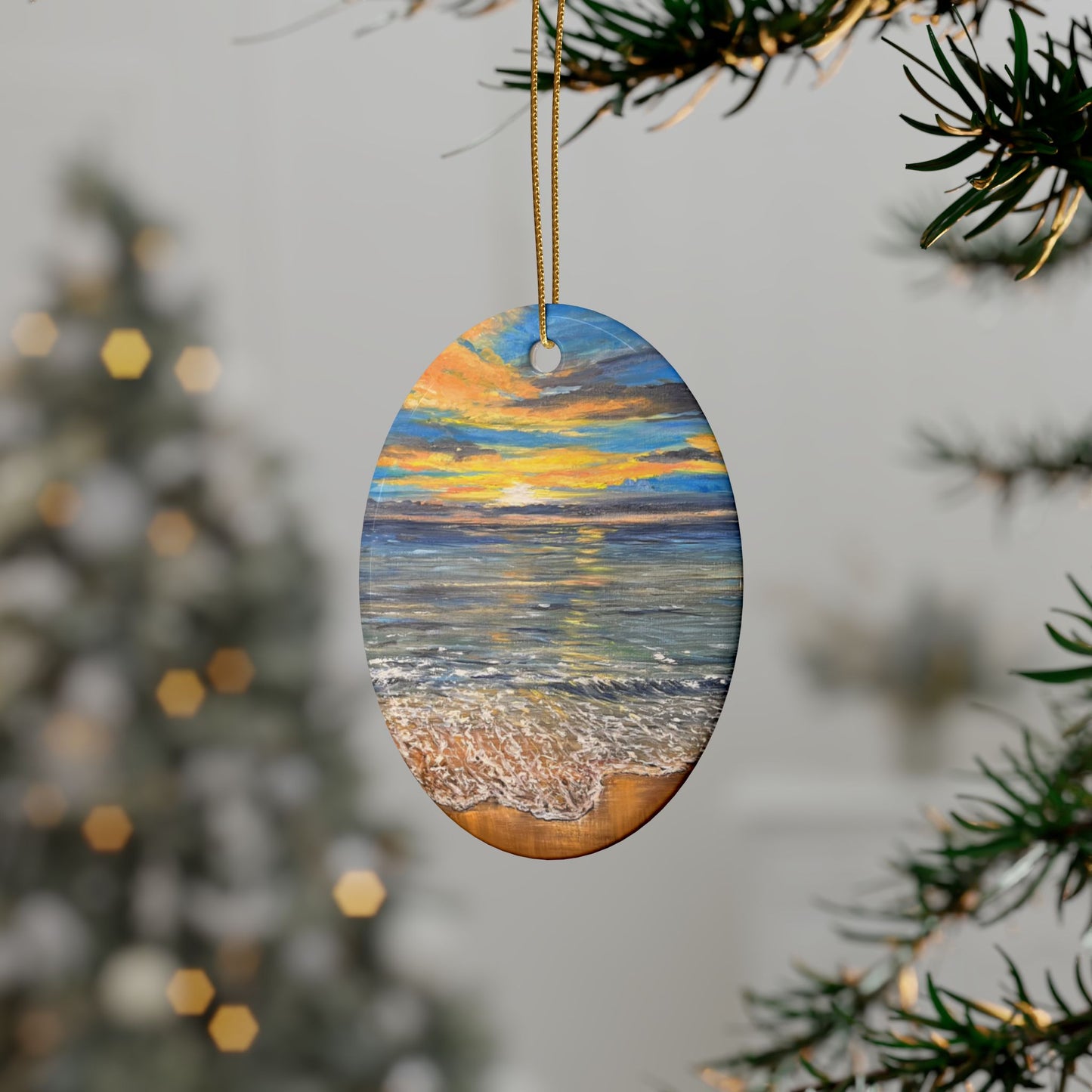 CERAMIC ORNAMENTS - GOLDEN HORIZON: EMBRACING HAWAII'S BREATHTAKING SUNRISE