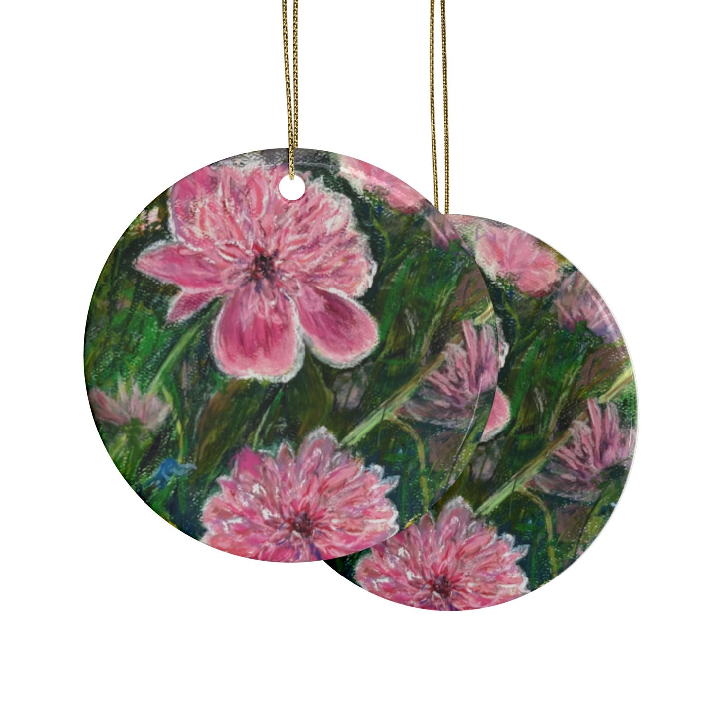 CERAMIC ORNAMENTS - PINK BLOSSOMS: VIBRANT BLOOM