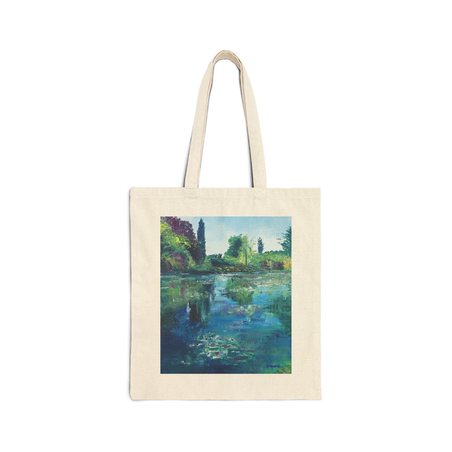 COTTON CANVAS TOTE BAG - WATER LILIES