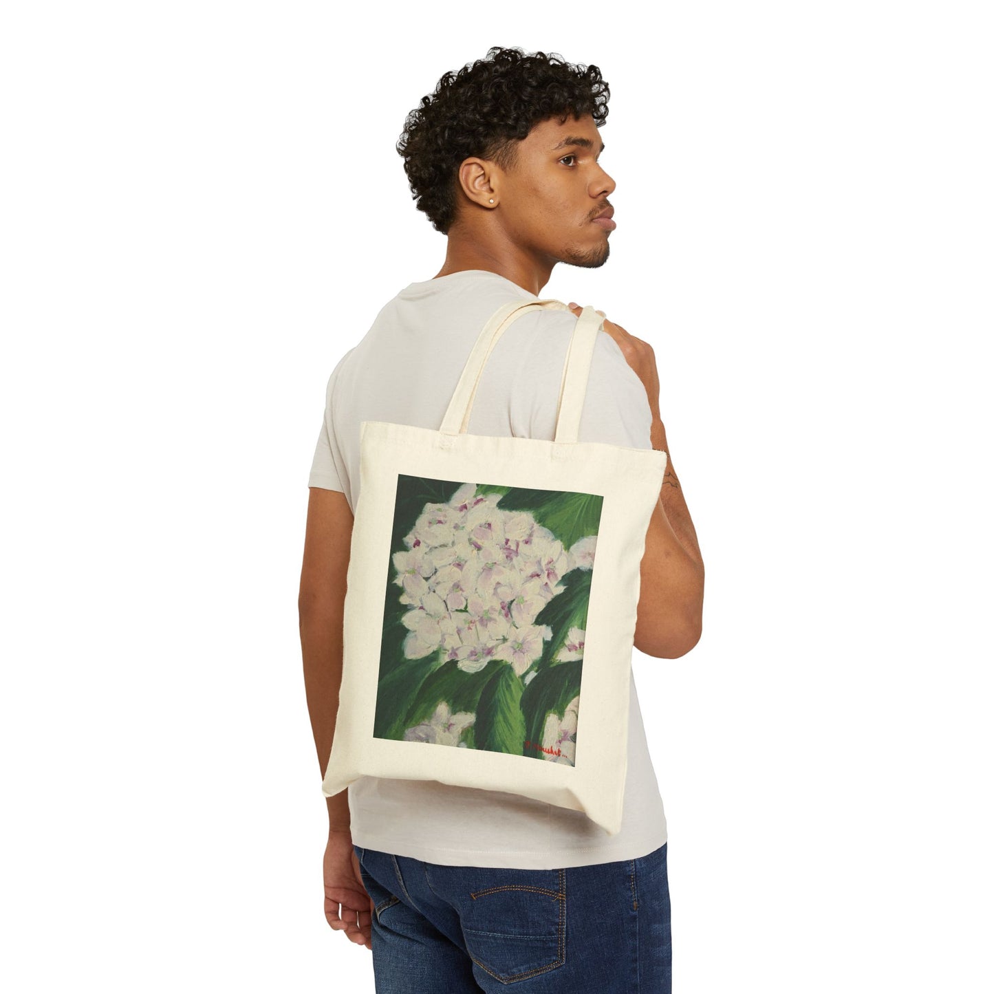 COTTON CANVAS TOTE BAG - MAGNOLIAS