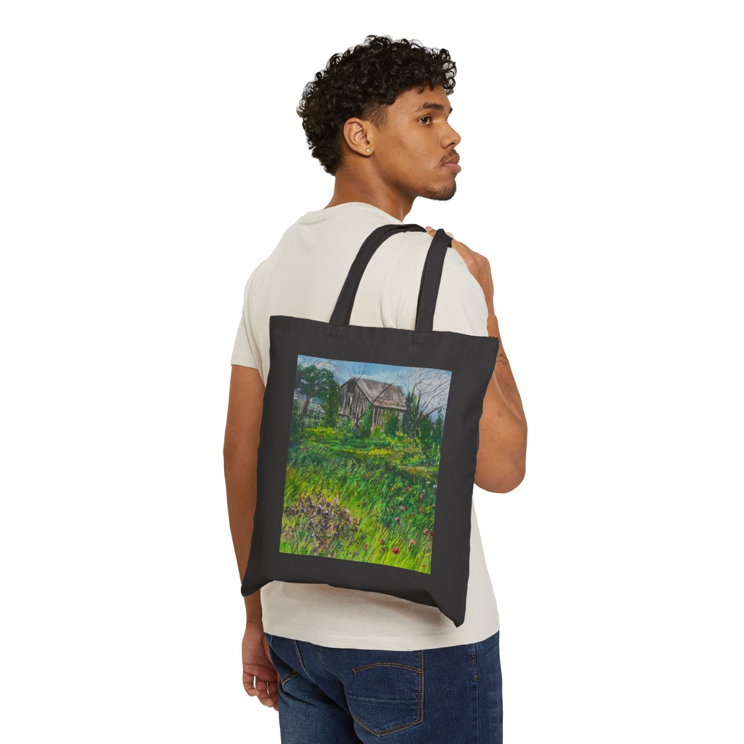 COTTON CANVAS TOTE BAG - TRANQUIL CABIN IN STURGEON BAY