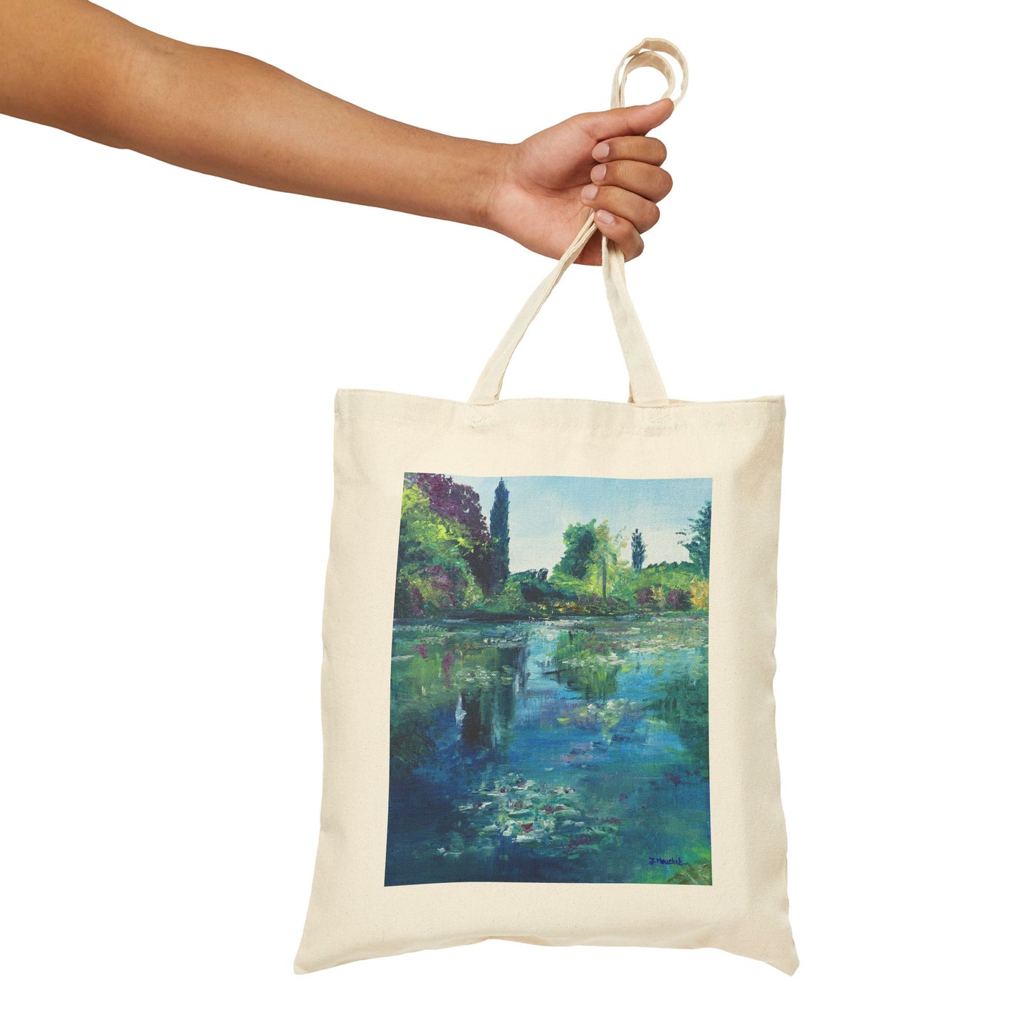 COTTON CANVAS TOTE BAG - WATER LILIES