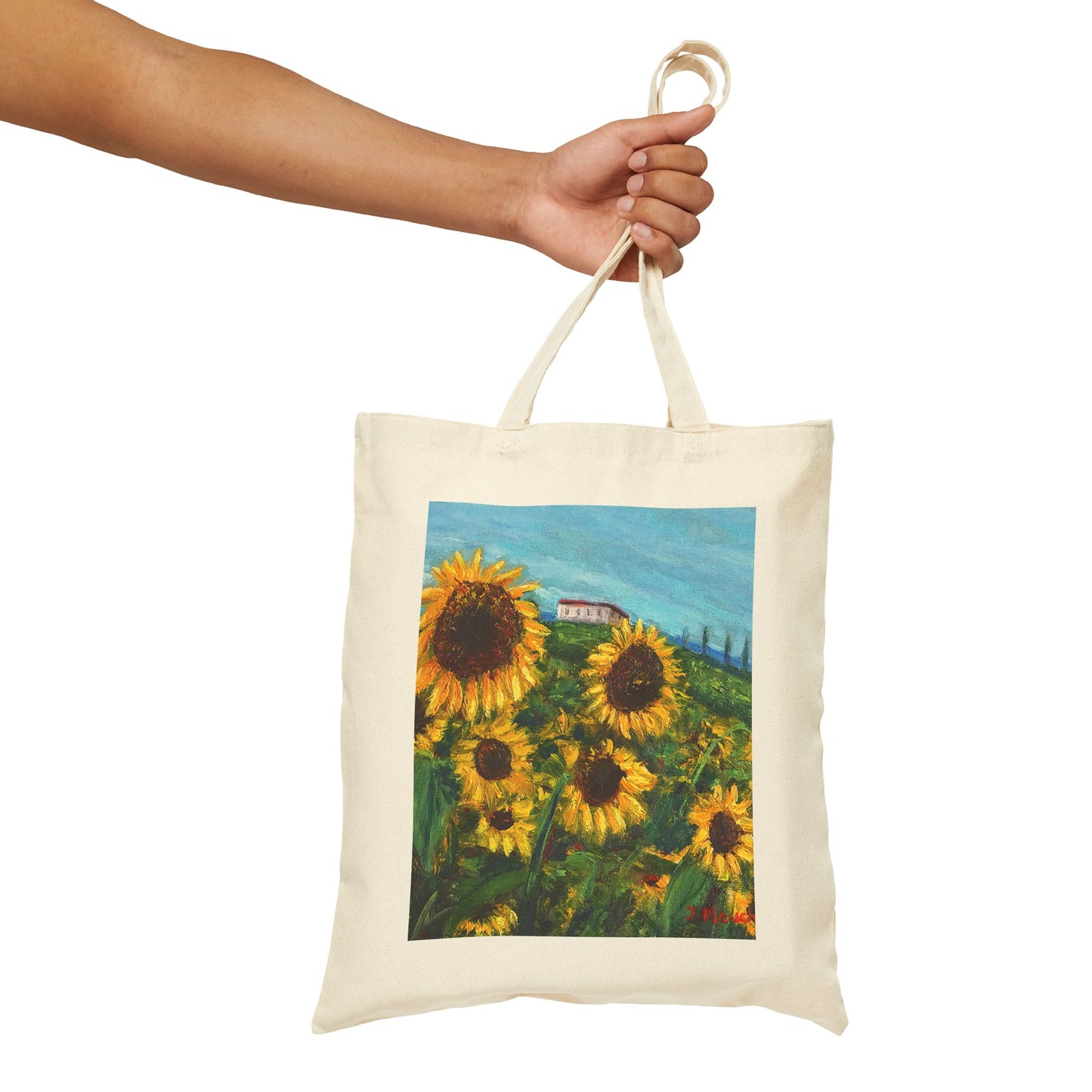 COTTON CANVAS TOTE BAG - HAPPINESS: A SUNFLOWER HAVEN