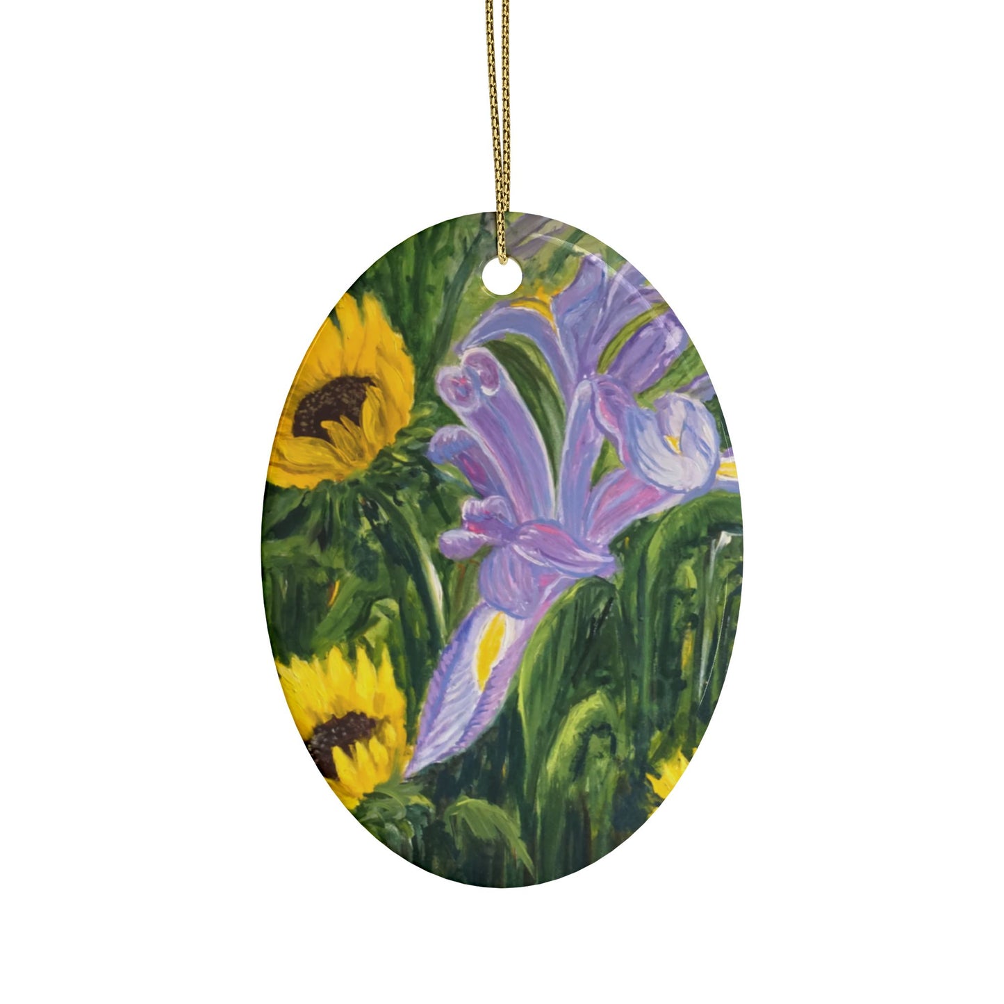 CERAMIC ORNAMENTS - IRIS AND SUNFLOWERS