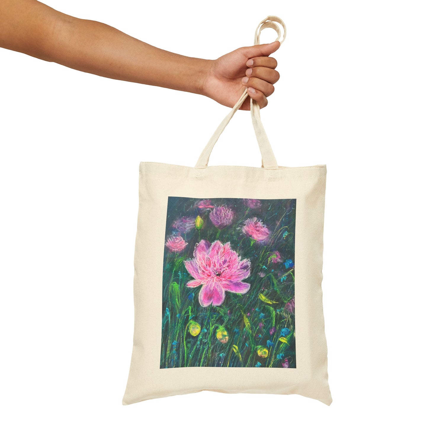 COTTON CANVAS TOTE BAG - PINK BLOSSOMS: SERENE ELEGANCE