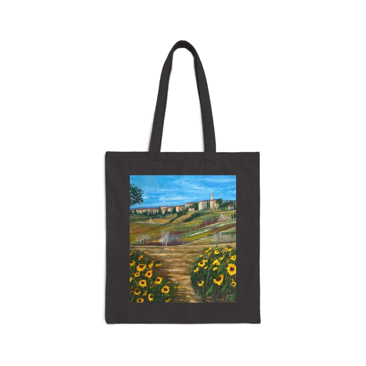 COTTON CANVAS TOTE BAG - THE PATH THROUGH THE SUNFLOWER FIELD