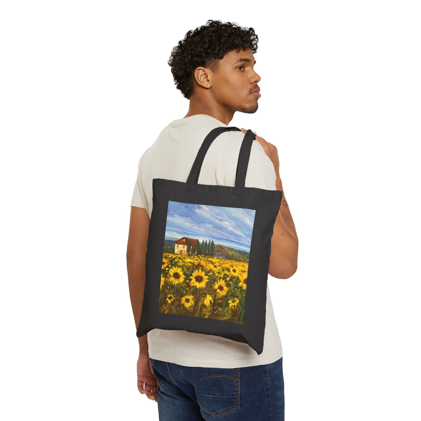 COTTON CANVAS TOTE BAG - TRANQUILITY SUNFLOWER FIELD