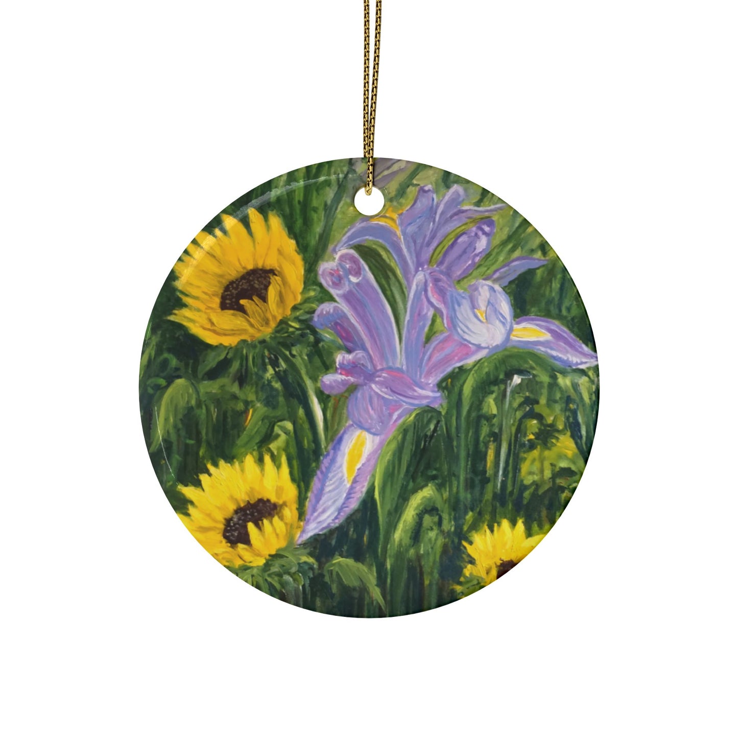 CERAMIC ORNAMENTS - IRIS AND SUNFLOWERS