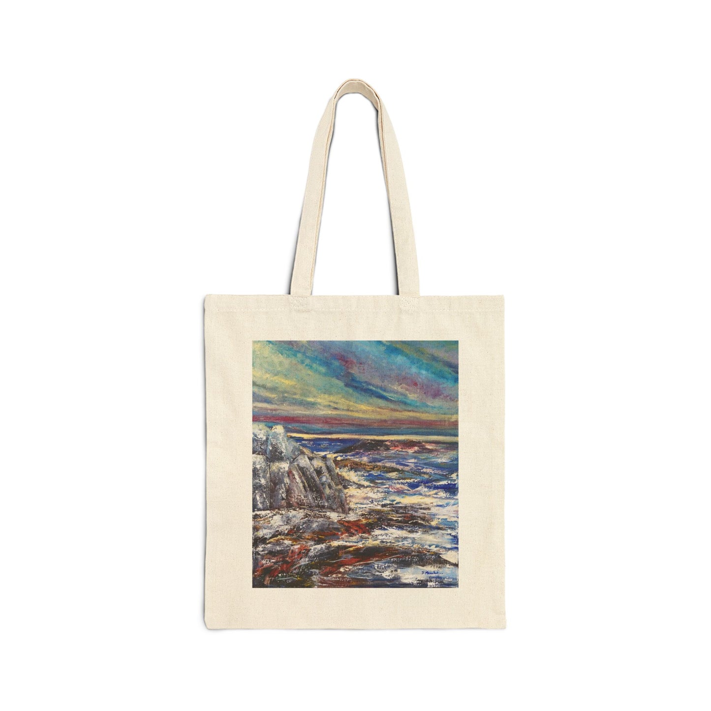 COTTON CANVAS TOTE BAG - SEASCAPE AT SUNDOWN