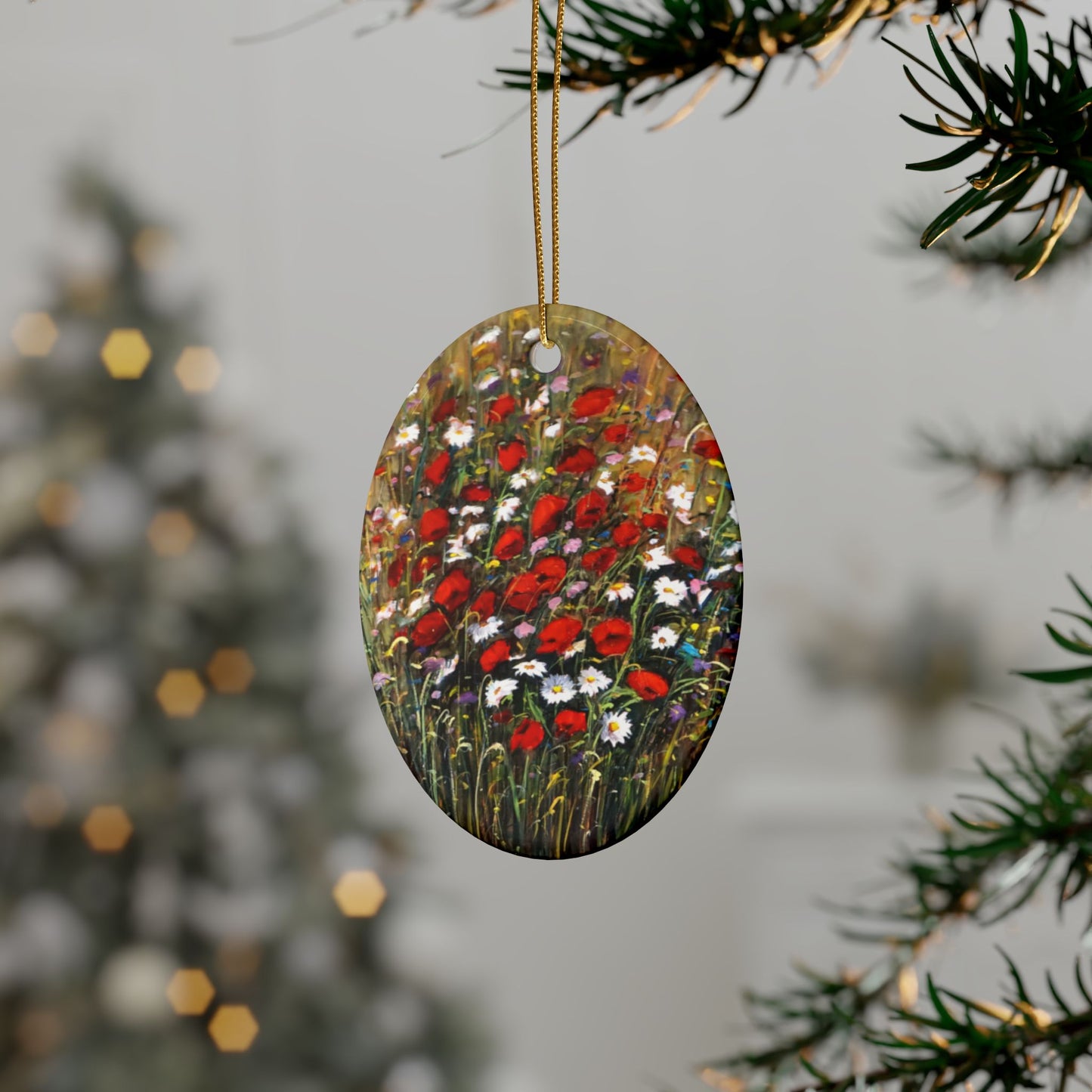 CERAMIC ORNAMENTS - WILD POPPIES AND DAISIES