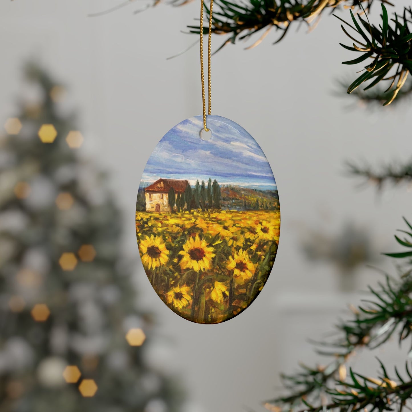 CERAMIC ORNAMENTS - TRANQUILITY: SUNFLOWER FIELD