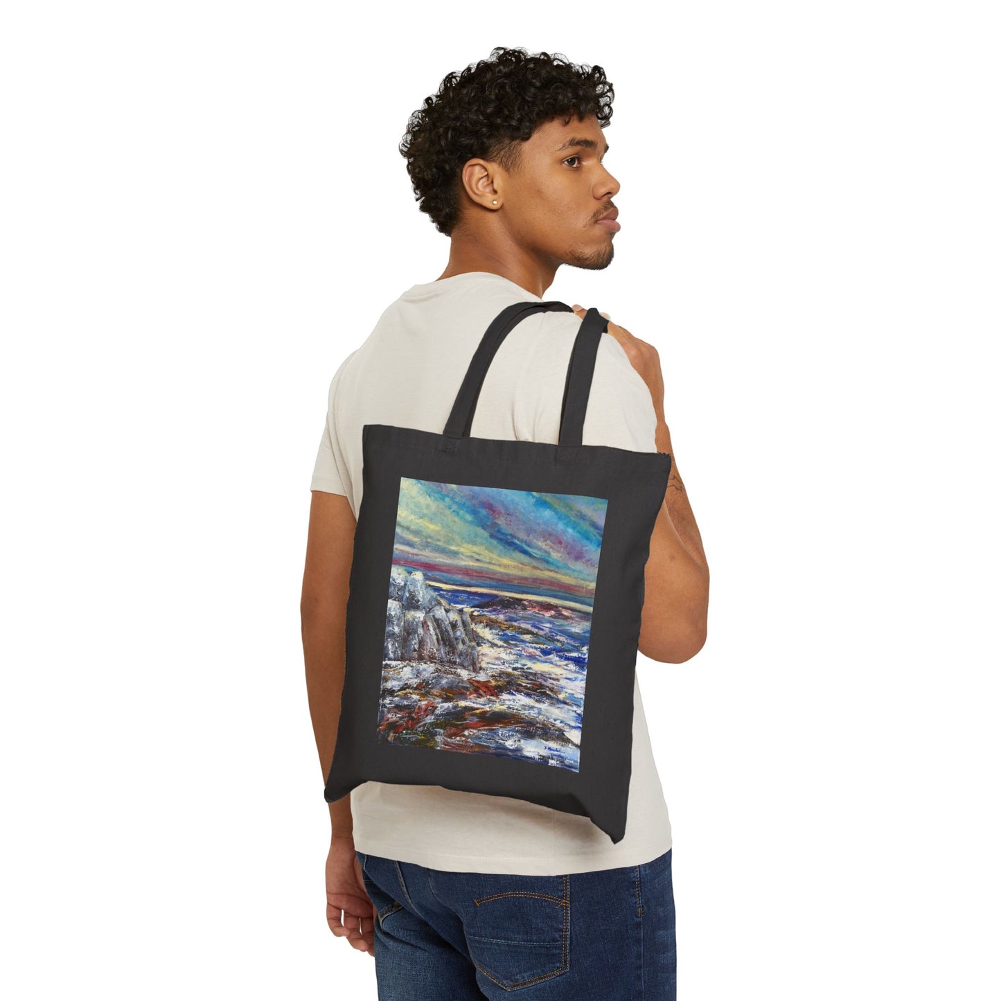 COTTON CANVAS TOTE BAG - SEASCAPE AT SUNDOWN