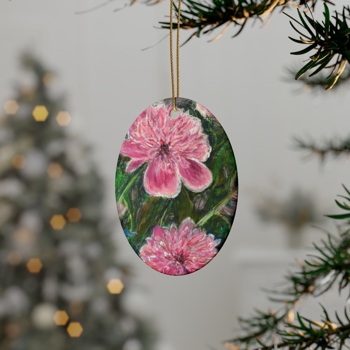 CERAMIC ORNAMENTS - PINK BLOSSOMS: VIBRANT BLOOM