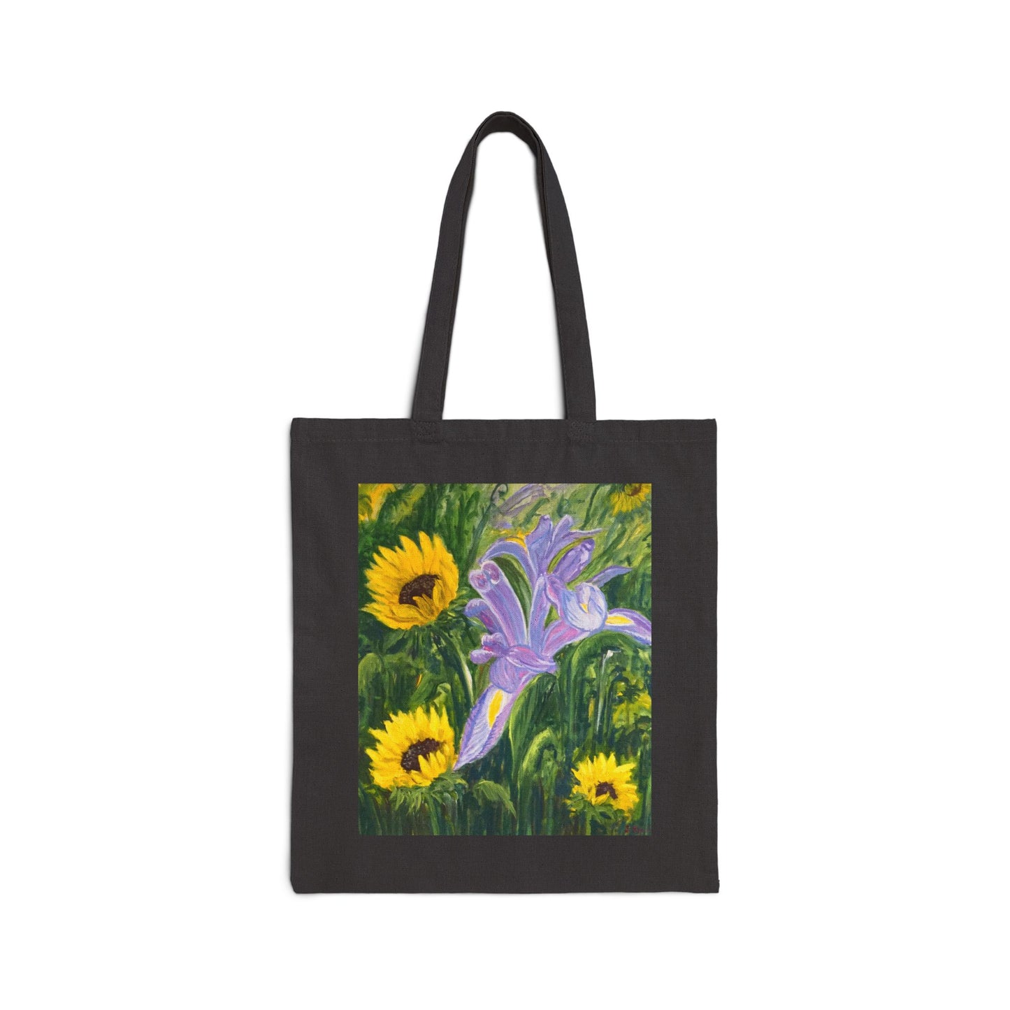 COTTON CANVAS TOTE BAG - IRIS AND SUNFLOWERS