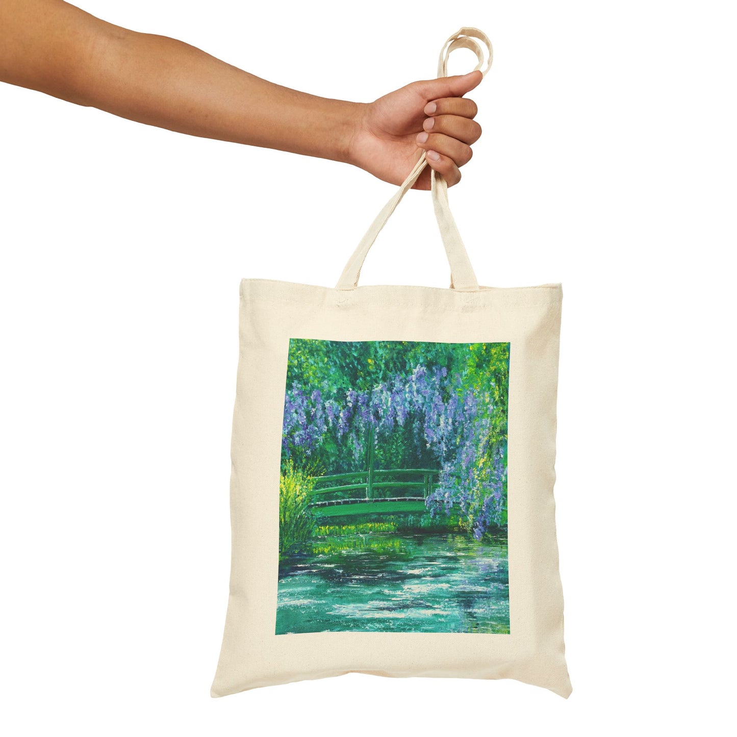 COTTON CANVAS TOTE BAG - NATURE'S REFLECTION: BRIDGES OF SERENITY