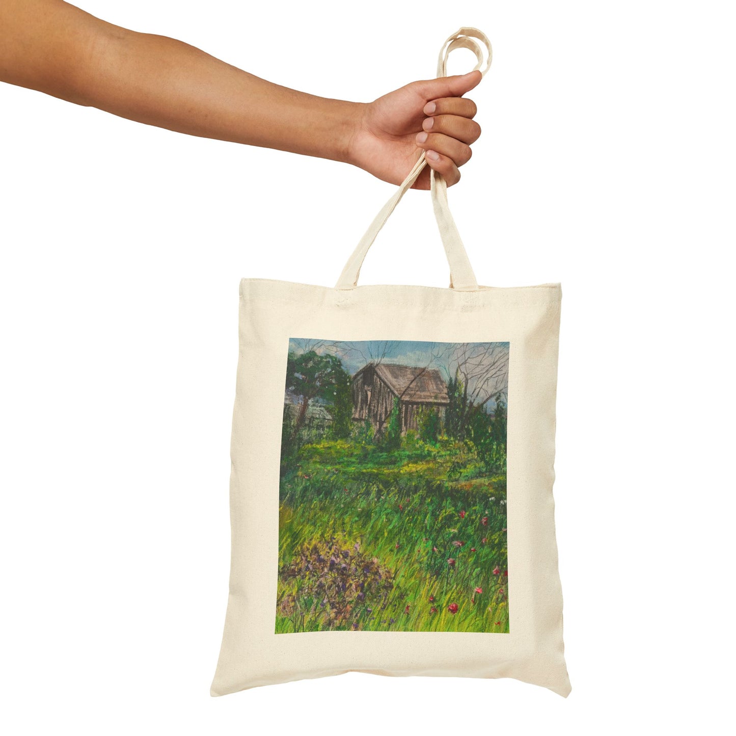 COTTON CANVAS TOTE BAG - TRANQUIL CABIN IN STURGEON BAY