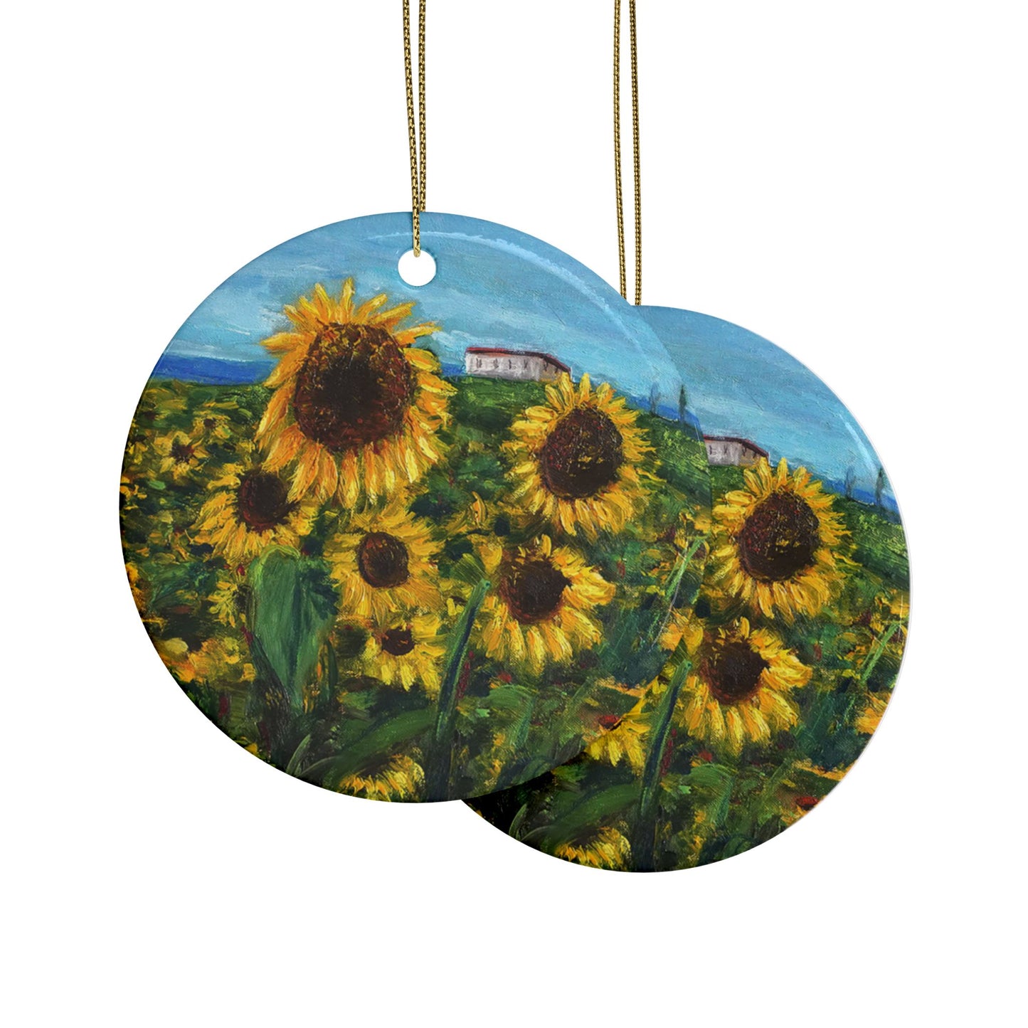 CERAMIC ORNAMENTS -HAPPINESS: A SUNFLOWER HAVEN