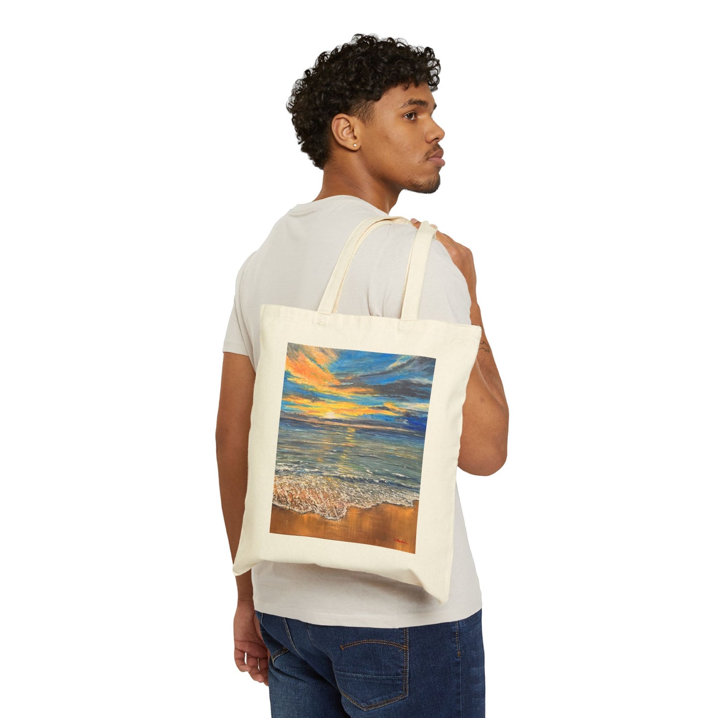 COTTON CANVAS TOTE BAG - GOLDEN HORIZON: EMBRACING HAWAII'S BREATHTAKING SUNRISE