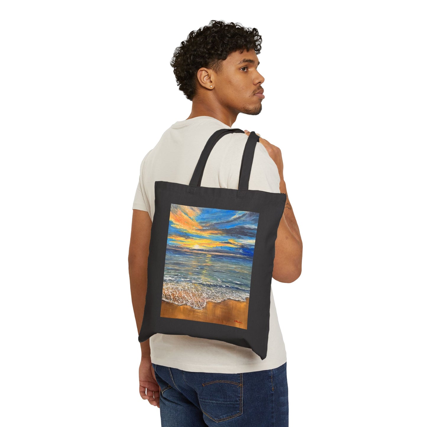 COTTON CANVAS TOTE BAG - GOLDEN HORIZON: EMBRACING HAWAII'S BREATHTAKING SUNRISE