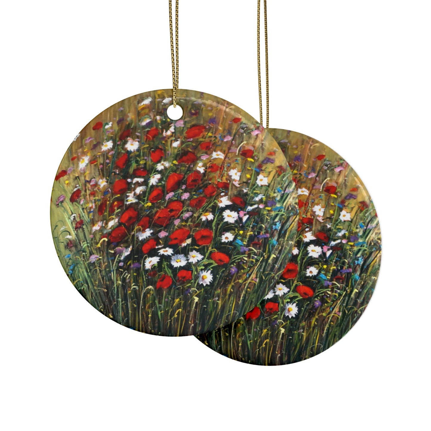 CERAMIC ORNAMENTS - WILD POPPIES AND DAISIES