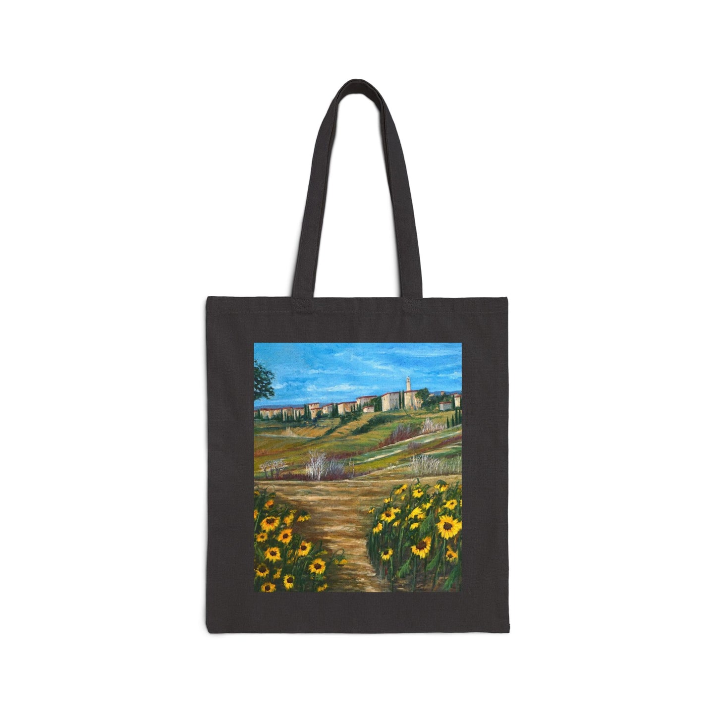 COTTON CANVAS TOTE BAG - THE PATH THROUGH THE SUNFLOWER FIELD